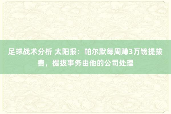 足球战术分析 太阳报：帕尔默每周赚3万镑提拔费，提拔事务由他的公司处理