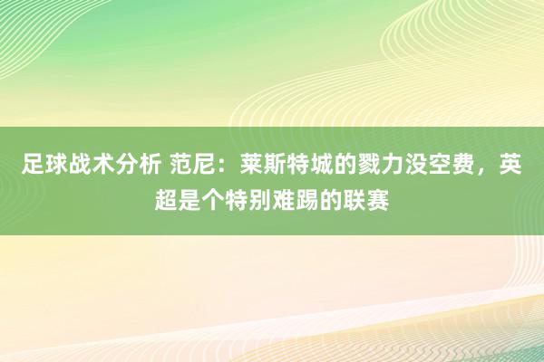 足球战术分析 范尼：莱斯特城的戮力没空费，英超是个特别难踢的联赛