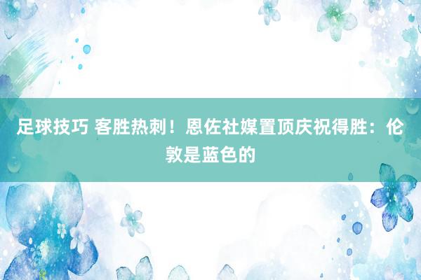 足球技巧 客胜热刺！恩佐社媒置顶庆祝得胜：伦敦是蓝色的