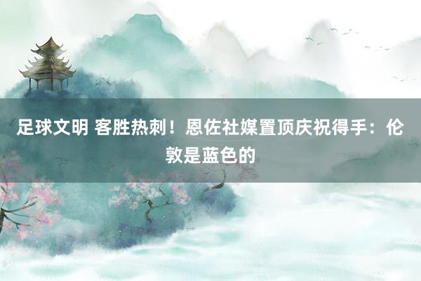 足球文明 客胜热刺！恩佐社媒置顶庆祝得手：伦敦是蓝色的